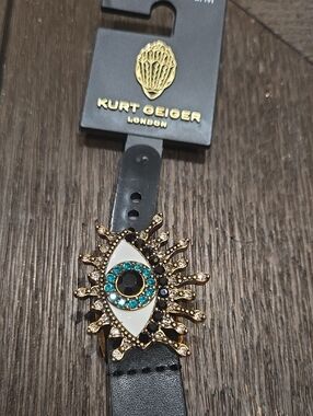 Kurt Geiger Gold Sunburst Eye Buckle with White & Teal Accents